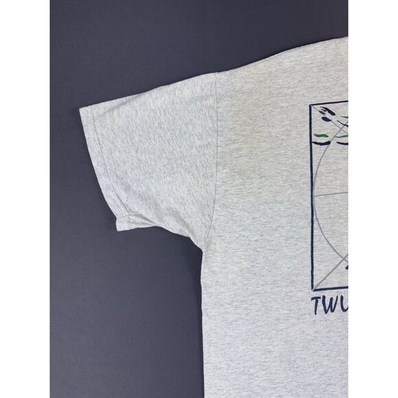 Rare Vintage 90s Texas Womens University Physical Therapy Art Da Vinci Gray Tee - Picture 4 of 13